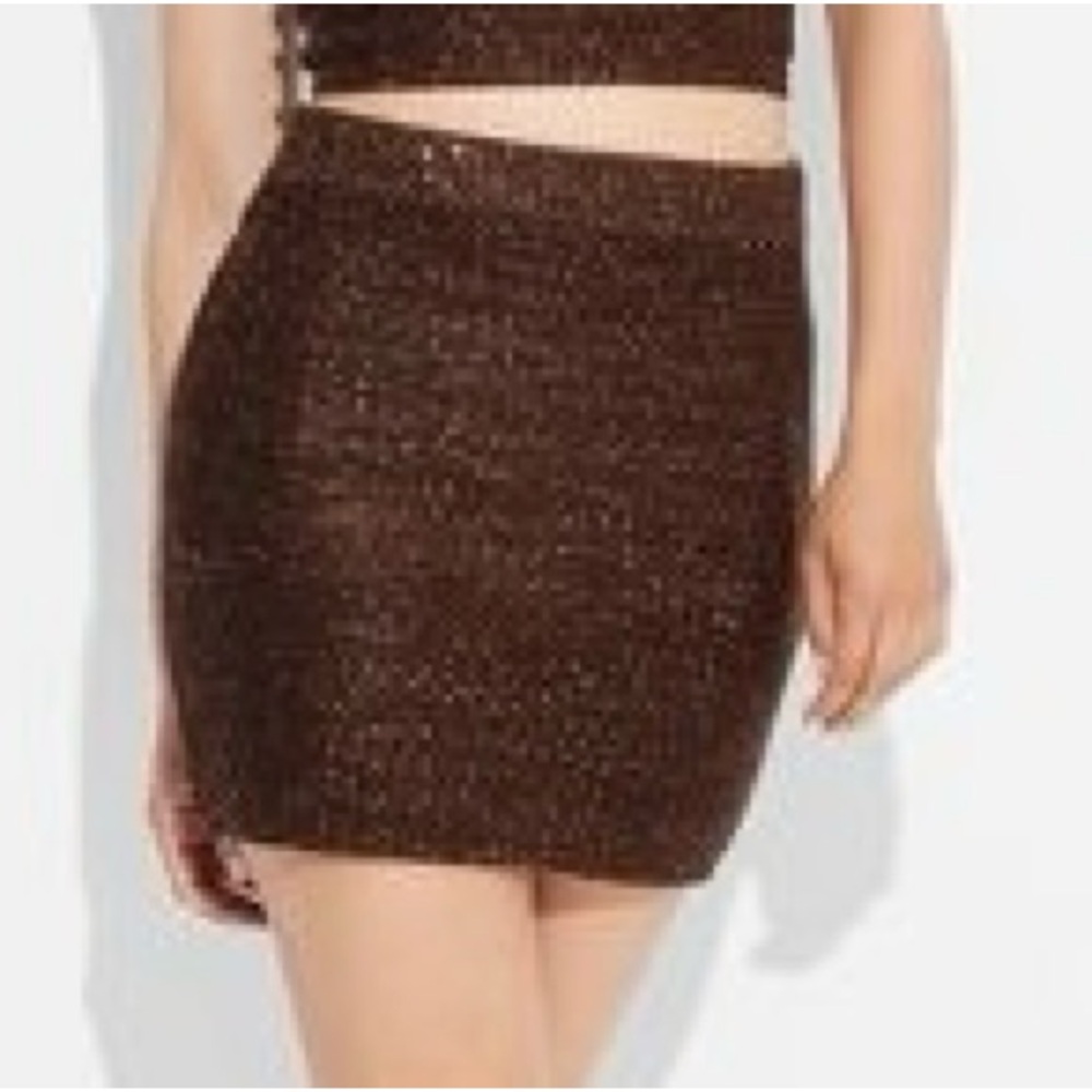 NEW Wild Fable Brown Sparkle Mini Skirt